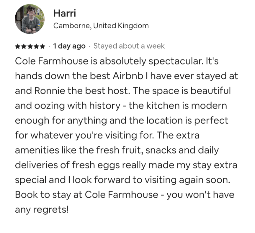 Harri, Airbnb guest, March 2024