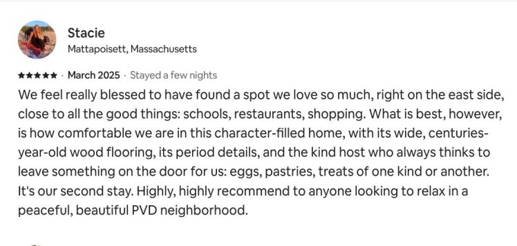 Airbnb 5 star review